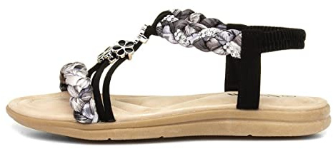 Lilley Simone Womens Black Ribbon Twist Sandal - Size 6 UK - Black