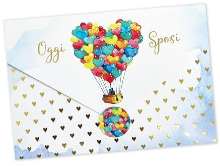 LINA OFFICINE GRAFICHE CREATIVE 96-256 - Tarjeta de felicitación para regalo de boda con tarjetero, sobre interior incluido - con etiqueta Cerrar sobre, 11 x 16 cm (pelotas)