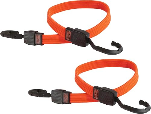 BLACK+DECKER BDX1010 Black/Orange 24 Flat Bungee Cord Straps, 2 Pack