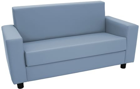 Factory Direct Partners SoftScape Inspired Playtime Classic Reading Sofa, Children's Commercial-Grade Upholstered Furniture for Home, Daycare, Preschool Modern Design - Powder Blue, 14473-PB
