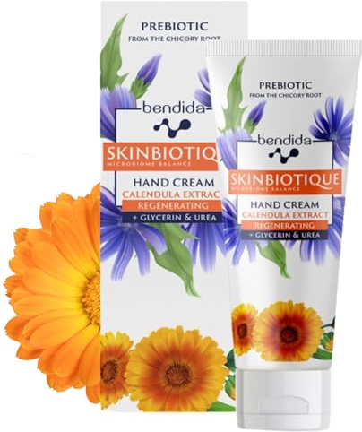 Bendida SKINBIOTIQUE Crema de manos secas y agrietadas 50 ml – con caléndula, PreBIULIN FOS, Urea y glicerina | de absorción rápida, no grasa, cuidado suave después del lavado de manos