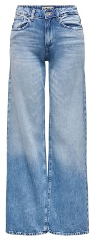 ONLY Jean à Jambe Large ONLHOPE Taille Basse Wide Leg Fit Jeans Light Medium Blue Denim 30 30 Light Medium Blue Denim (US) 30 / L30