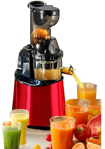 Licuadoras para Zumos,Cold Press Slow Juicer,Exprimidor de Frutas y Verduras,Eje de ExtrusióN en Espiral Dd MúLtiples Secciones,Alta Tasa de Jugo,Adecuado para Cocinas,Tiendas de Bebid(Color:Rojo)
