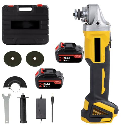 21V sladdlös borstlös vinkelslip, 12000 rpm lättvikts minislip med 2 1300mAh batterier, 2 skärskivor, minislipmaskin för skärning, slipning och polering
