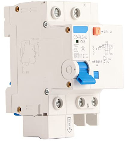 Uadme Interruttore Differenziale, DZ47LE-63 1P+N 230V 63A 30mA Interruttori Magnetotermico Differenziali, per Decorazione Domestica, Costruzione Ingegneristica, Evitare Scosse Elettriche