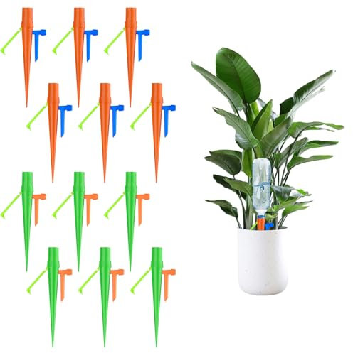 Yuqilin Riego por Goteo,12 Piezas Kit Riego por Goteo,Autorriego para Macetas Riego Botella Goteos Autoriego Macetas Exterior Riego por Goteos Casero Sistema de Riego，para Macetas
