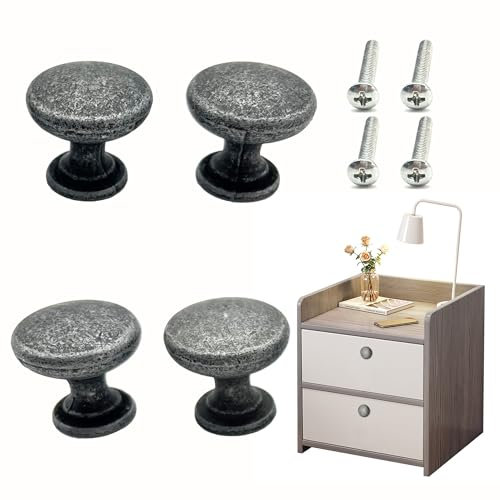 OHYER möbelknöpfe hemnes knöpfe knauf für schrank schubladenknöpfe schrankgriffe vintage türknauf schrank antike Küchenschrankgriffe Rond Mit Schrauben (Antike Eisenfarbe Durchmesser 23 mm 4)