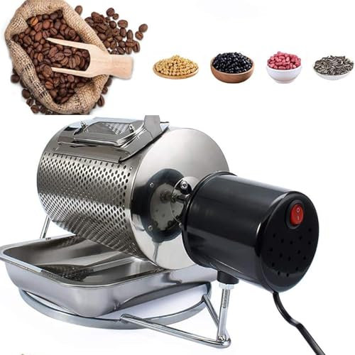 Tostador De Granos De Café, Tostador De Café Eléctrico De Tambor De Acero Inoxidable De 250 G, Máquina Tostadora De Maní De Grano De Nueces para El Hogar, con Ventana Visible Y Bandeja De Acero 220V