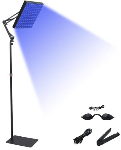 Bräunungslampe Solarium für Zuhause, 45W 225 LEDs 460NM Blaues Licht Bräunungslicht für Gesicht und Körper, Sonnenlampe Bräunungslampen mit Einstellbarer & Faltbares Ständer, Hause Tageslicht