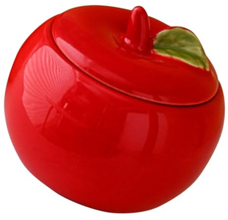 CHILDWEET Christmas Apple Jar Christmas Candy Decorations Cookie Jars for Kitchen Counter Decorative Sugar Bowl Sweet Dispenser Jars with Lids Cute Food Storage Jar Biscuit Tin Ceramics Red