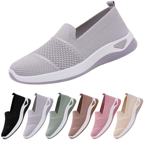 Scarpe da Passeggio da Donna Slip on Basse con Supporto per Arco Sneakers da Casa in Mesh Antiscivolo Ortopediche Casual Sneakers Estive Camminare Shoes da Ginnastica Tennis Barca Scarpe per Diabetici