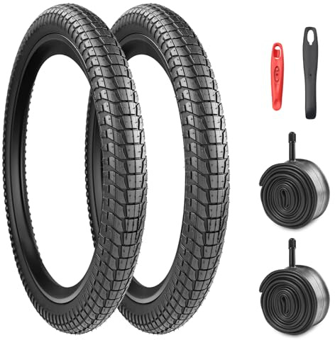 2-pack vikbara 20 tums cykeldäck 20 x 1,95/2,1/2,25 kappa med 2-pack slang 50/53/57–406 cykeldäck för kidsbike/MTB/BMX