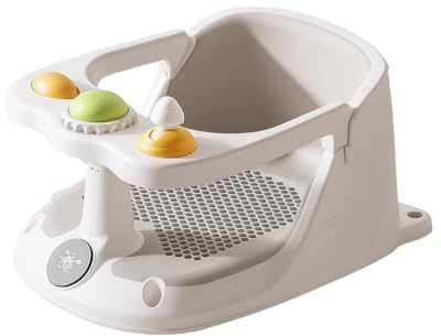 Baby Bath Seat 6 Months Plus - Bath Seat Sit Up for Newborn | Non-Slip Thermometer Baby Support Shower Chair for Free Mom's Hands with Toys, Water Jug