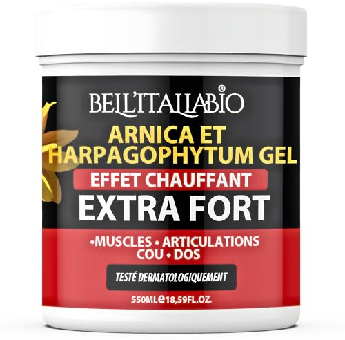 Arnica & Griffe Du Diable Gel Extra Fort 550ml Creme Chauffante Musculaire Sport Homme & Femme Arnica Gel Massage Decontracturant Musculaire Fort Made In Italy