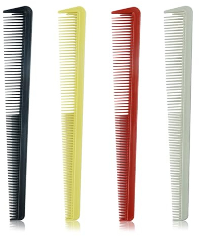 4 Pieces Taper Comb Set, Barber Hair Combs Anti Static Heat Resistant Cutting Comb Hairdressing Comb for Men Women Salon or Hotel Hair Care (Black/White/Red/Yellow)