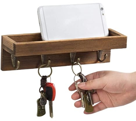 Mensole galleggianti da parete – Display con ganci organizer – Mensola da parete organizer per chiavi – per soggiorno, camera da, cucina, fattoria, ingresso, ufficio organizzazione