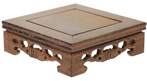 Abaodam Base per Vaso di Fiori in Legno di Piuma di Pollo, Piedistallo Espositivo Rettangolare 12 Cm, Portavasi Stabile per Uso Domestico e Decorazione Giardino