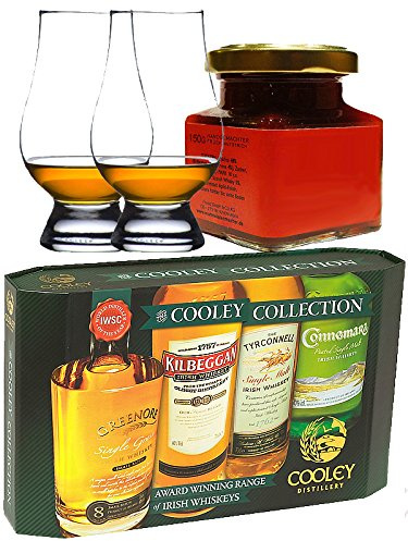 Geschenkset Cooley Colletion mit 2 Glencairn Gläser und 1 Glas Whisky Marmelade 150 Gramm