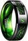NUNCAD Herren Damen Unisex Ring aus Wolfram mit Zirkonia und Kohlefasern 8mm Schwarz + Grün für Hochzeit Verlobung Alltag Fashion Größe 60 (19.1)