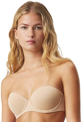 Calvin Klein Damen Trägerloser BH Push-Up, Beige (Bare), 80B