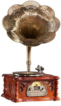 Tocadiscos Retro Tocadiscos, Todo en Uno Fonógrafo Vintage Tocadiscos Estéreo Altavoces Control del Sistema 33/45 RPM FM AUX Salida USB Bluetooth 4.2