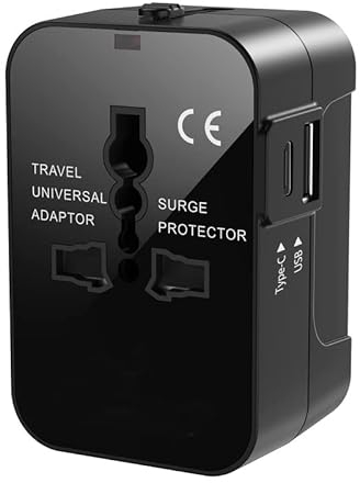 Universal Travel Adapter Worldwide Plug Adaptor with USB-C, International Power Adapter with 2 USB Ports World Travel Adaptor Wall Charger for EU USA UK Australia Thailand (Type C/G/A/I)