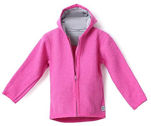 gipfelsport Ulljacka – walkjacka med dragkedja av naturlig merino ullfleece I ulldräkt, väggwalkoverall gjord av ny ull för småbarn, spädbarn, Rosa, 86/92 cm