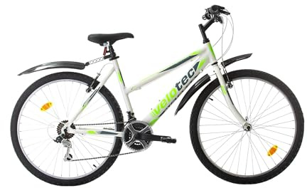 Multibrand PROBIKE 6th Sense 26 Zoll Mountainbike ALU 18 Gang, Mädchen-Fahhrad & Damen-Fahhrad geeignet ab 155 cm - 175 cm (Weiß Grün)