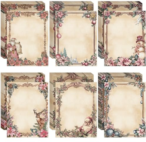 Watersay 100 Sheets Christmas Stationery Paper 11 x 8.5 Holiday Stationery Paper Christmas Letterhead Winter Decorative Writing Paper for Xmas Notes Greeting Cards Invitation Office School Printing