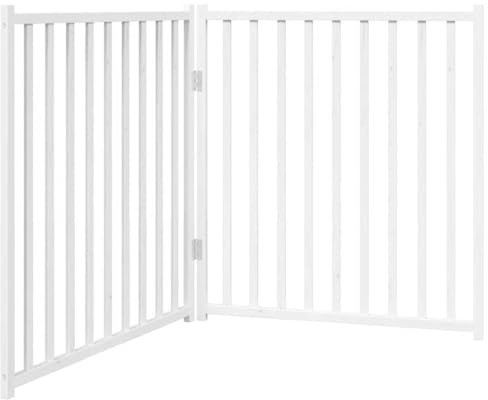 vidaXL Hundgrind vikbar 2 paneler vit 160 cm massiv gran, husdjursgrind, hundgrind, valpgrind för trappor