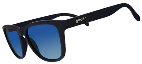 goodr Drinks Seawater, Sees Future, Polarized Sunglasses, Medium Sized (OG), Navy Solid Frames with Blue Gradient Lenses, Dark to Light Tint, UV400 Protection, No Slip, No Bounce
