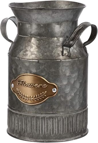 Metal Flower Vase Retro Pitcher Vase Rustic Milk Churn Shabby Vase Desktop Flower Arrangement Artificial Flowers Dried Branches Vase Garden Country House Farmhouse Decoration