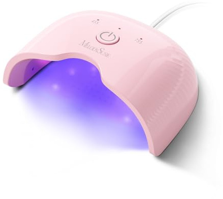 MelodySusie Small LED UV Nail Lamp with Lightweight Design, P-ART06F Nail Dryer with Simple Button Control Cures All Soft Gels at Home, Especially Half-Cured Gel, Base Coat & Top Coat Pink