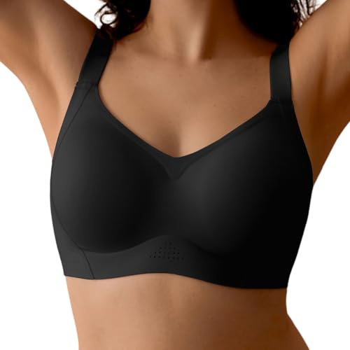 SHARICCA Slät bh för kvinnor utan bygel, sömlös push-up bh, sömlös ventilerande bralette, starkt grepp med förlängare