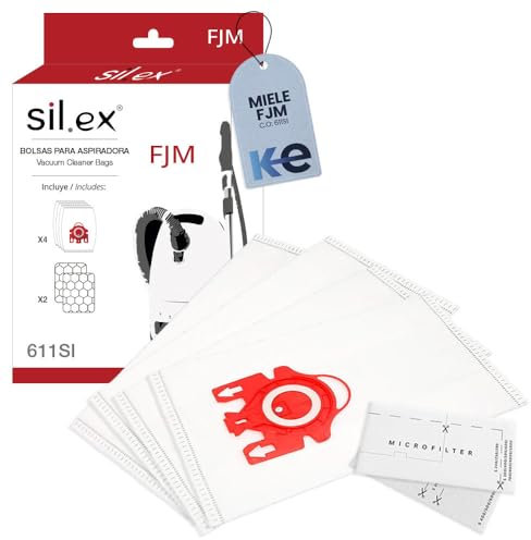 Silex Pacco da 4 Sacchetti per Aspirapolvere Compatibili con Aspirapolvere Miele FJM Serie S2 S3 S4 S5 S6 S7, Complete C1, Compact C1/C2 | 5 Strati, 2 Filtri Inclusi