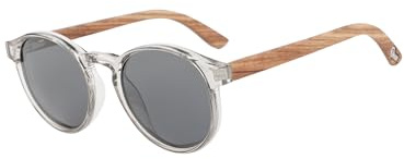 Oren Innovations Lunettes de soleil polarisées UV400 pour homme et femme, branches en bois véritable zebrawood, monture en PET recyclé, légères, pour la conduite, la mer et les voyages