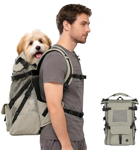 Wakytu Dog Backpack Carrier for Small Dogs,Adjustable Padded Breathable Straps,Pet Carrier for Travel & Hiking, Hands-Free Puppy Backpack