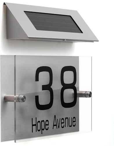 Ipetboom Plaque de Porte Solaire Extérieure 18 LED Bicolore Lampe Solaire pour Numéro de Maison Éclairage LED Autonome sans Fil Panneau Lumineux D’Adresse Solide et Étanche