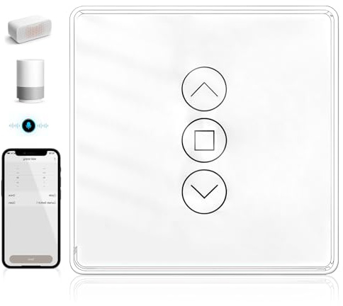 Smart rullgardinsswitch, Wlan rullgardinsswitch, klubba rullgardinstimer röststyrning, WLAN persiennsbrytare, Home rullgardinskontroll, kompatibel med Alexa/Google Home/Smart Life