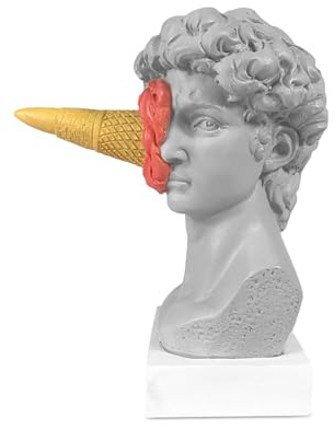 Statua di David del - Scultura in resina a forma di testa di David del, busto creativo pop art per casa, scrivania o scaffale, statuetta decorativa, regalo divertente per gli amanti