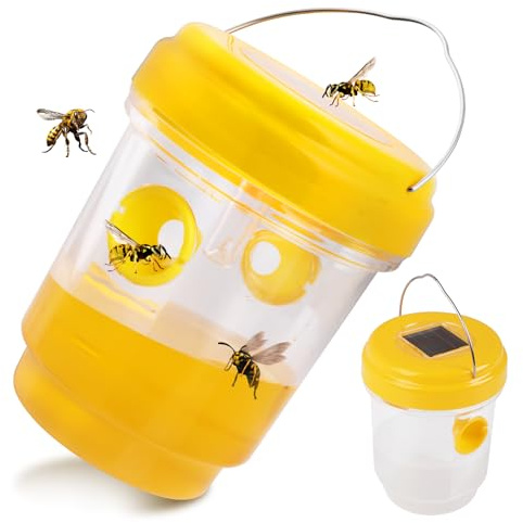 2pz Trappole per Vespe Calabroni, GeeRic Acchiappamosche per Esterno Cattura Vive Agricole Trappola per Insetti da Appendere Ideale per Giardino,Patio,Cortile,Terrazza Giallo