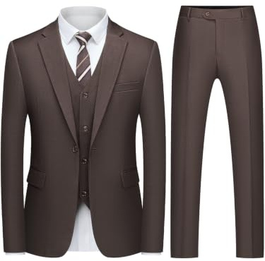 QUELDRA Costume Homme 3 Pièces Coupe Slim Fit Un Bouton Blazer Veste Gilet et Pantalon Confort Élégant Business Costume Formel pour Mariage et Affaires