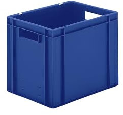 Certeo | Euro-Format-Stapelbehälter | Wände und Boden geschlossen | LxBxH 400 x 300 x 320 mm | blau | VE 5 Stk.