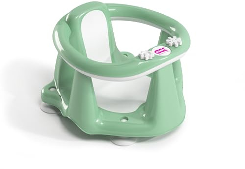OKBABY Flipper Evolution Seggiolino da Bagno Anello con Seduta in Gomma Antiscivolo per il Bagnetto del Neonato, 6-15 Mesi (13 kg), Verde