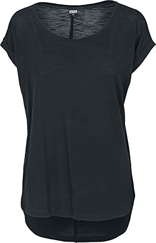 Urban Classics Damen Dames Long Back Shaped Slub Tee T Shirt, Schwarz (Black 7), L EU