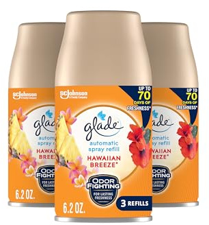 Glade Automatic Spray Air Freshener Refill, Scented Air Freshener for Home and Bathroom, Hawaiian Breeze, 6.2 Oz, 3 Count