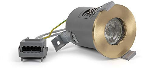 LIEBER Brushed Brass GU10 Fire Rated IP65 LED Ceiling Downlight for Bathroom, Bedroom, Kitchen Lighting | Interior Spotlights for Home or Office Renovations