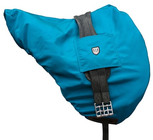 Harrison Howard Premium Waterproof/Breathable Fleece-Lined Long-lasting Outer Damage Protection Saddle Cover for Dressage Azure Blue