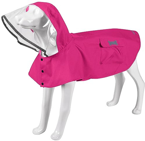 Waterproof Dog Raincoat, Adjustable Reflective Lightweight Pet Rain Clothes with Poncho Hood (X-Large, Dark Pink)