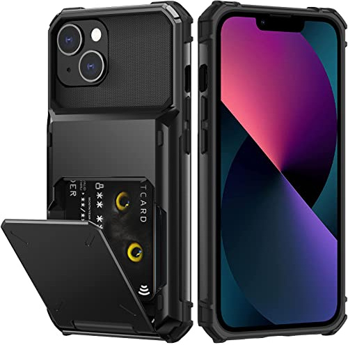 Nvollnoe for iPhone 13 Case with Card Holder[Store 5 Cards]